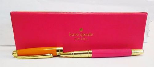 Kate spade new york &#034;handwritten note&#034; orange/fuchsia ball point pen msrp $36.00 for sale