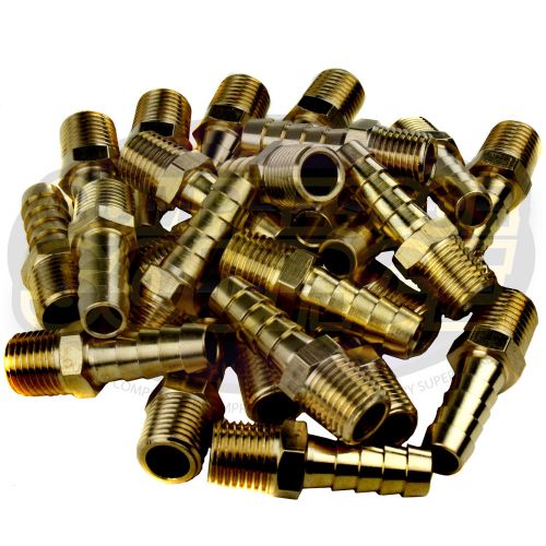 10 Pack 3/8&#034; x 1/4&#034; MNPT Pipe Thread Brass Air Hose Barb Fitting For 3/8&#034; Hose