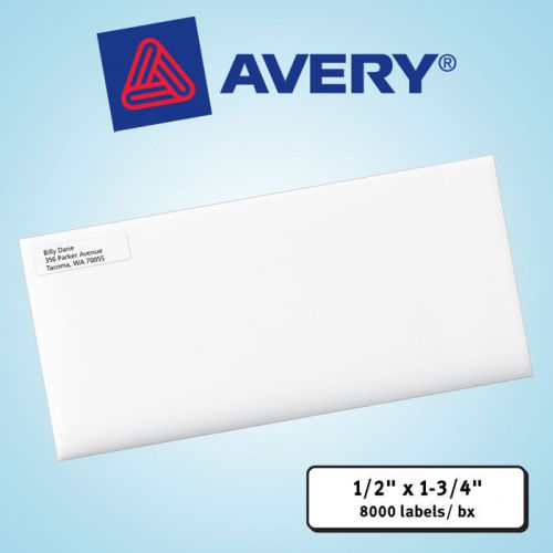 Avery easy peel laser mailing labels 1/2&#034; x 1-3/4&#034; white 8,000ct for sale