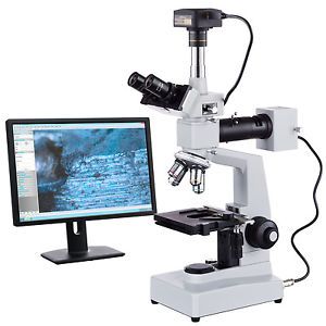 Amscope me300tz-m 40x-1000x epi metallurgical microscope + 1.3mp digital camera for sale