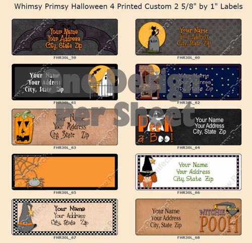 Personalized Whimsy Primsy Halloween 3 Sheet of 30 Return Address Labels