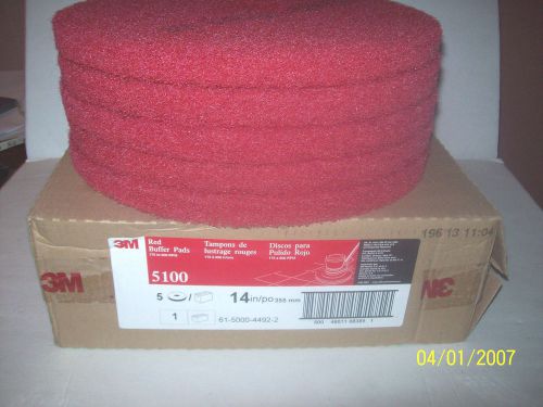10- 3M Red 5100 Buffer Pads 14&#034; 175-600RPM NIB 5 IN BOX 2 boxes t