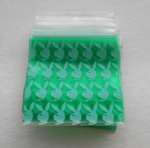 200 (1.5x1.5) small green playboy bunny baggies 1515 tiny ziplock poly dime bags for sale