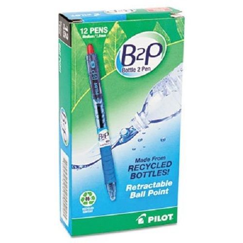 Pilot Corp. Of America 32802 B2P Recycled Ballpoint Pen,1.0 mm, Red Ink, Dozen