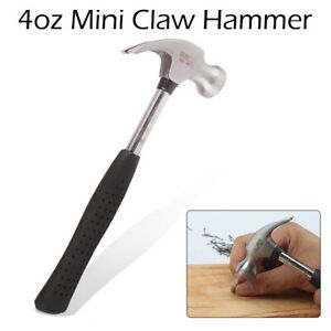4oz Stubby Claw Hammer Curved Steel Head Fibreglass Shaft Grip Nail Mini Small