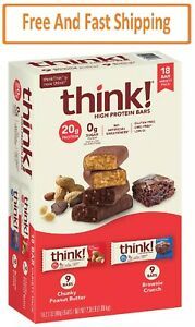thinkThin High Protein Bars, Chunky Peanut Butter &amp; Brownie Crunch, 2.1 oz 18ct