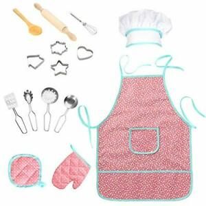 Waterproof Apron 15Pcs Chef Set for Kids with Chef Hat and Other Accessories,
