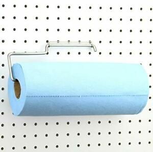 Pegboard Paper Towel Holder - Stainless Steel - Hooks to Any Peg Board