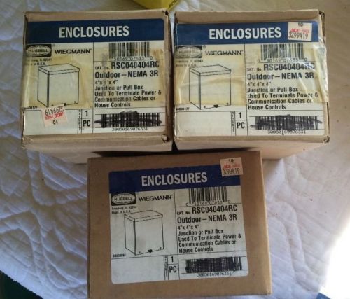 Lot of 3 new wiegmann junction box, pull box all size 4&#034;x 4&#034; x 4&#034;, for sale