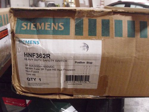 Siemens HNF362R Disconnect 60 Amp 600 V 3 Pole Non Fuse 3R Enclosure