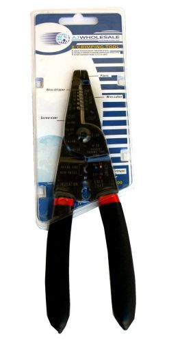 Hand crimping tool w/ wire stripper, cutter, crimper, screw sizer, plier 8&#034; new for sale