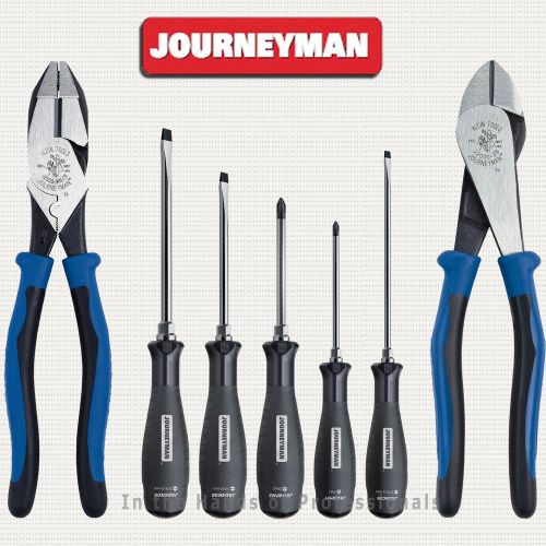 KLEIN Tools J2000-9NECR +J2000-28 +JSDS01 Journeyman™ Pliers+Screwdriver 7Pc Set