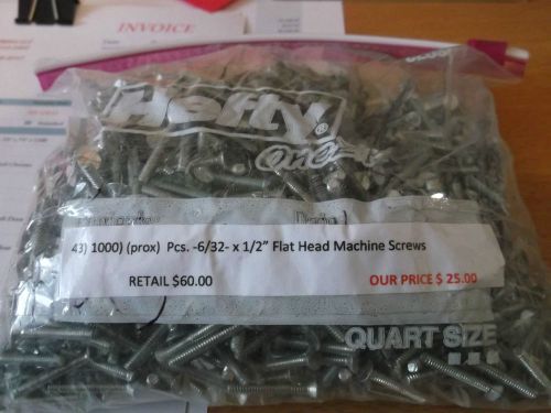 New in the bag (1000pcs.)  x 6/32 x 1/2&#034; steel falt head machine screws for sale