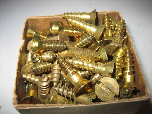 OVERFLOWING BOX OF 3/4&#034;SOLID BRASS FLAT HEAD SLOTTED SCREWS