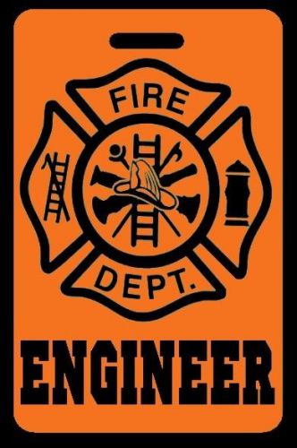 Orange engineer firefighter luggage/gear bag tag - free personalization for sale