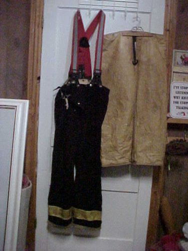 Used globe firefighters pants w/thermal barrier  &amp; suspenders sz 38 x30 for sale