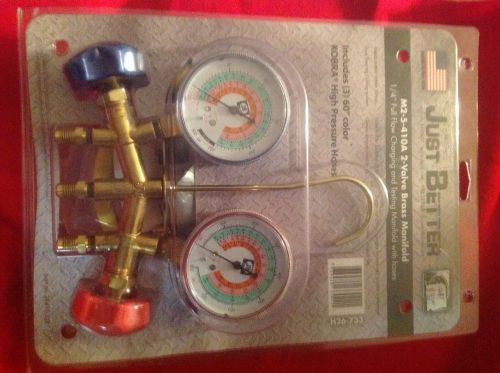 Just better m2-5-410a 2 valve manifold h26-733 new in pack with hoses for sale