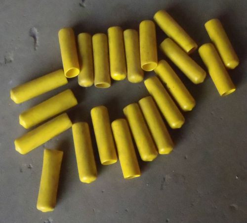 Lot of 20 1/2&#034; plastic pipe-end cover covers, round vinyl yellow for sale