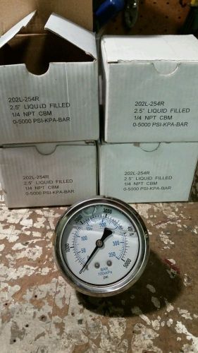 0-5000 psi-kpa-bar liquid filled pressure gage 1/4npt cbm. 2 1/2 &#034; face2.5 qty 4 for sale