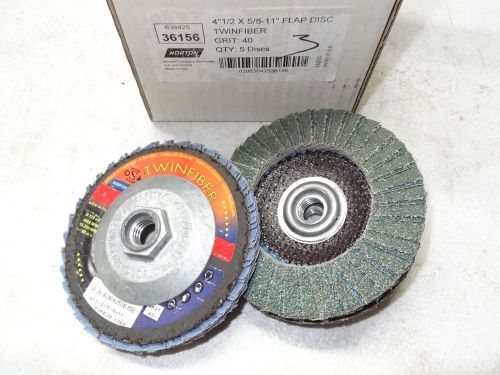 3 new NORTON TwinFiber 4-1/2&#034; x 5/8-11 T29 Zirconia Flap Discs 40 Grit 36156