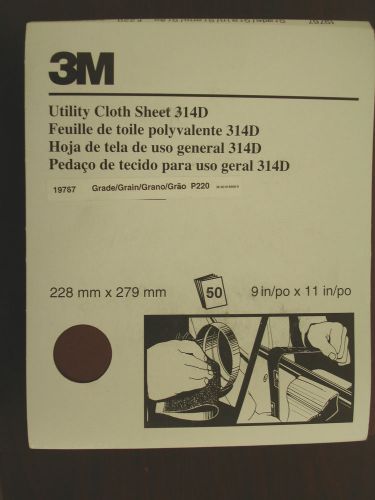 3M Utility Cloth sheets 314D 50-Pack 19767  9&#034; x 11&#034; P220 NEW /33C/ FRA
