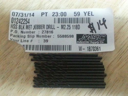 Interstate jobber length drill bits  size m2.25 drill bit size 0.0886  lot of 12 for sale