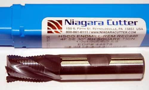 Niagara 1/2&#034; x 5/8&#034; M42-8% Cobalt Fine-Pitch Roughing CNC End Mill-TiCN Coated