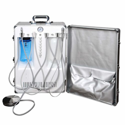NEW ALL IN ONE DENTAL PORTABLE DELIVERY UNIT ROLLING CASE ALL SETS COMPRESSOR