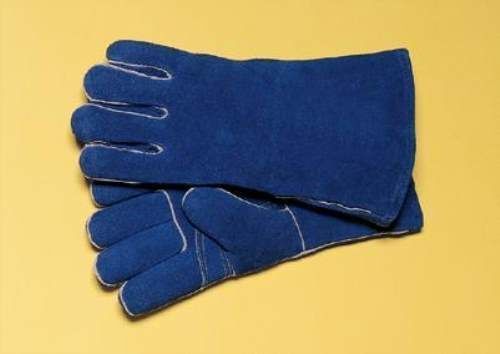 Blue 14&#034;  split cowhide cotton/foam lined welders gloves. for sale