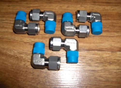 (6) NEW Swagelok Stainless Steel Male Elbow Tube Fittings SS-600-2-4