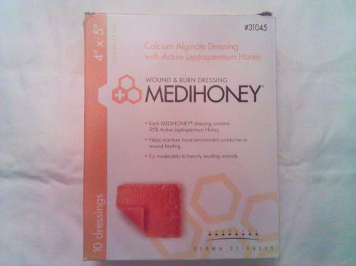 Medihoney Calcium Alginate 4&#034;x5&#034; dressing , 10/box exp 06/2017 #31045