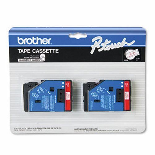 Brother P-touch Cartridges for P-Touch Labelers, Red on White, 2/Pack (BRTTC21)
