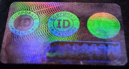 Hologram overlays corporate id overlay inkjet teslin id cards - lot of 25 for sale