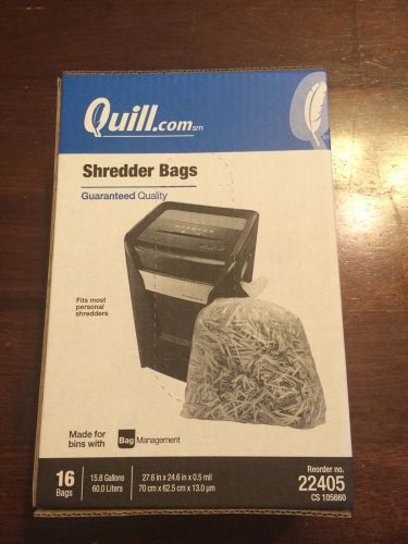 Quill Model 22405 Shredder Bags 16cnt 15.8 Gallons
