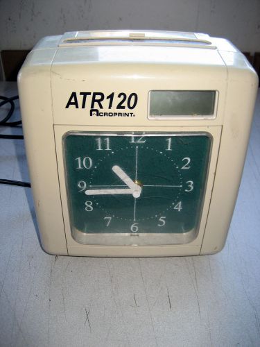 Used Acroprint ATR120 Top Feed Time Clock, needs cleaning and TLC, SOLD AS IS