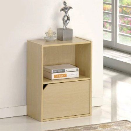 Furinno PASiR 2 Tier Bookcase with 1 Door w/out Handle, 11204SBE