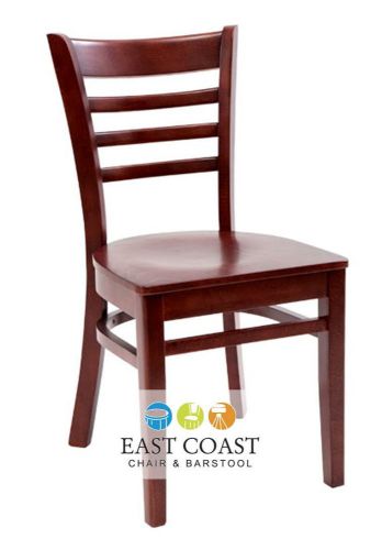New wooden mahogany ladder back restaurant chair with mahogany wood seat for sale
