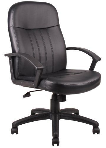 Executive Office Chair Lumbar Back Support Ergonomic Adjustable Wheeled BLACK