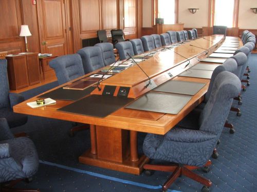 Beautiful 36ft Boardroom Conference Meeting Table - power, data, audio/speakers