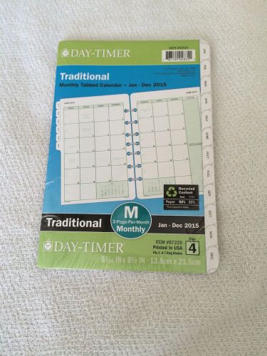 NEW Day Timer Traditional Monthly Tabbled Calendar Jan-Dec 2015