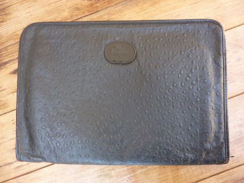 Alex navarre portfolio notepad holder / ostrich leather / black / zippered for sale