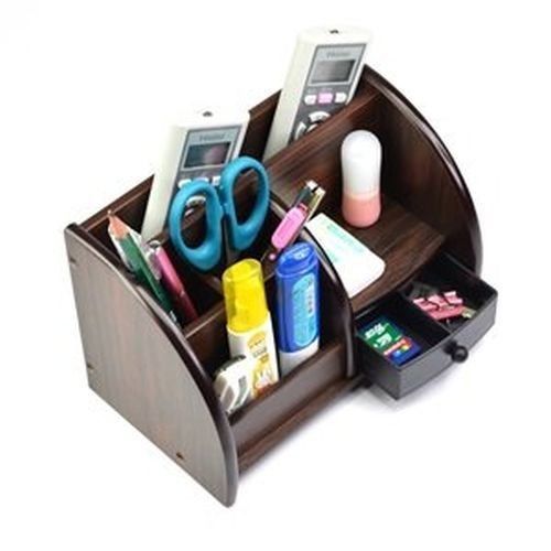 Desktop Wooden Organizer Storage Case Sorter Holder Pen Pencil Container Box NEW