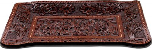 3D Valet Tray Leather Tooled Floral Small Tan HD101