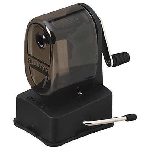 Hunt Manual Vacuum Mount Pencil Sharpener, Smoke Black Receptacle, Black Base