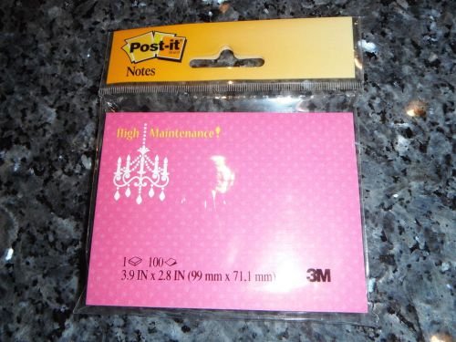 NWT Post-it notes &#034;high maintenance!&#034; chandelier pink 3.9 in x 2.8 in