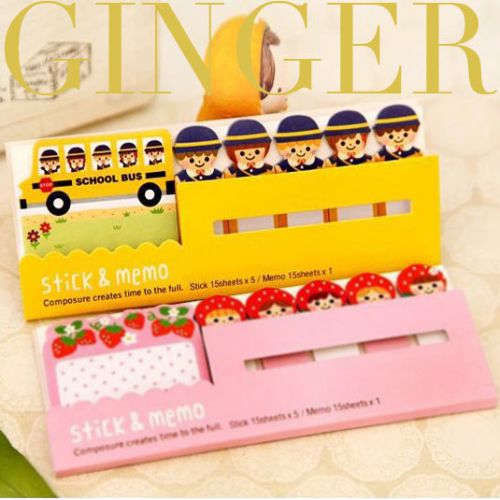 School Bus Kids Type - Cute Funny Sticker Post It Tab Memo Sticky Notes 90 Pages