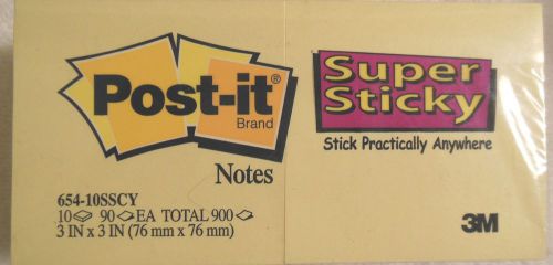 Post-it(r) super sticky notes, 3&#034; x 3&#034;, canary yellow, 10 pads/pack for sale