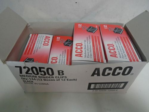 NEW LOT OF 120 ACCO 72050 B MEDIUM BLACK BINDER CLIPS 10 BOXES OF 12 EACH