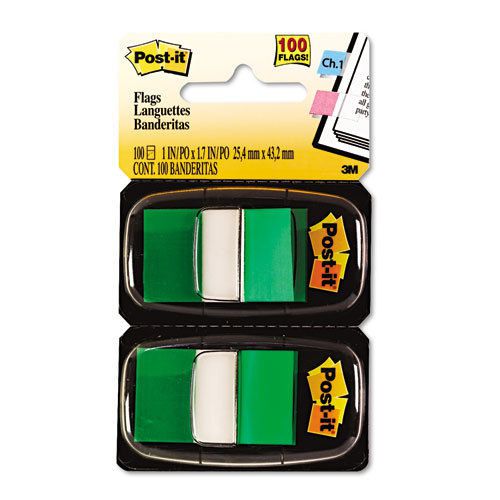 Post-it Flags Marking Flags in Dispensers, Green, 50 Flags/Disp, 12 Disp/Pack