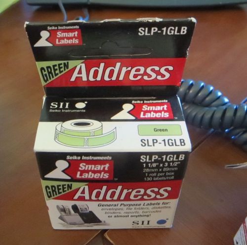 Seiko green address labels 1 1/8&#034; x 3 1/2&#034;, slp-1glb, lot of 2 boxes x 130 each for sale